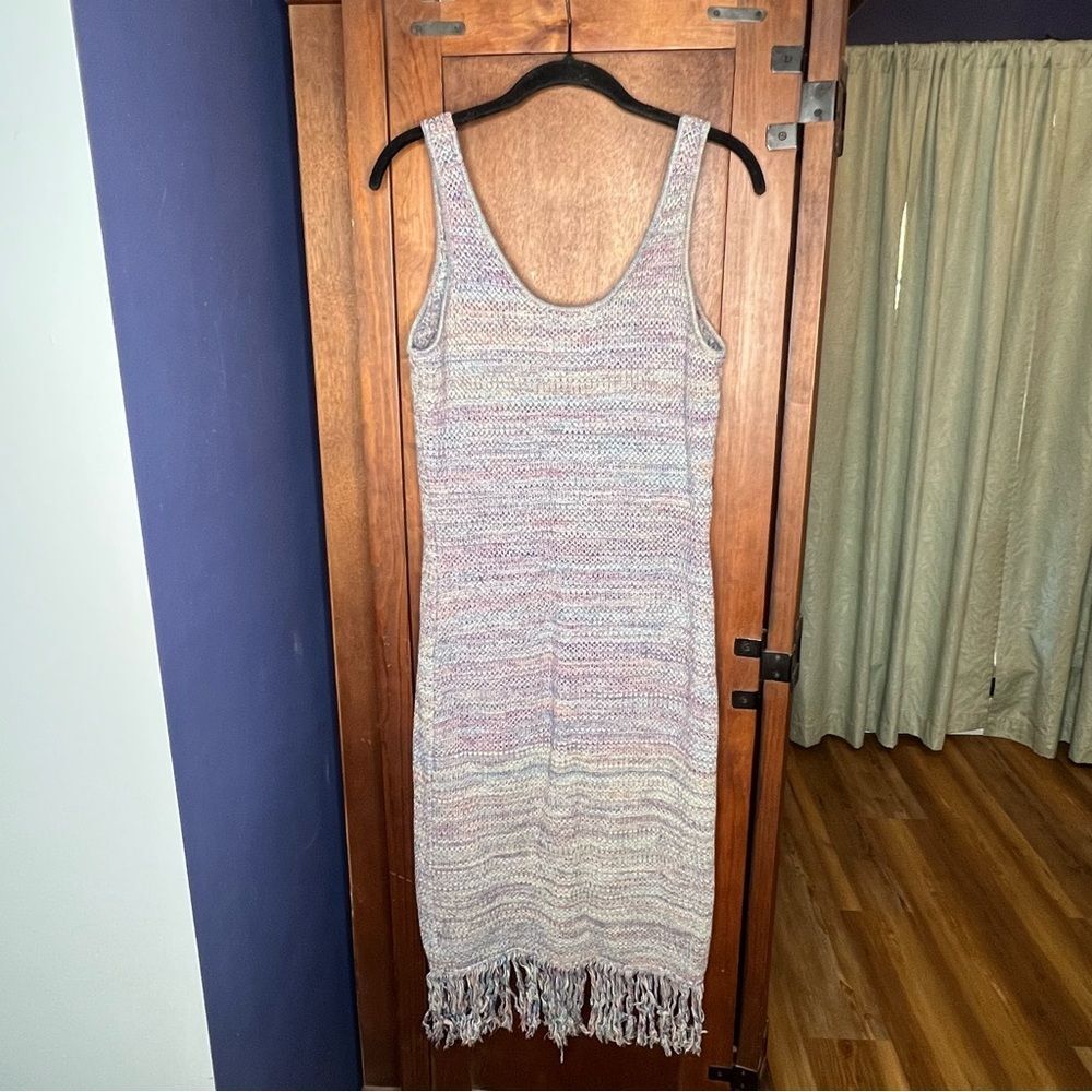 Future Collective Womens Alani Noelle Knit Dress Medium Fringe Midi Tank Boho - Picture 3 of 5